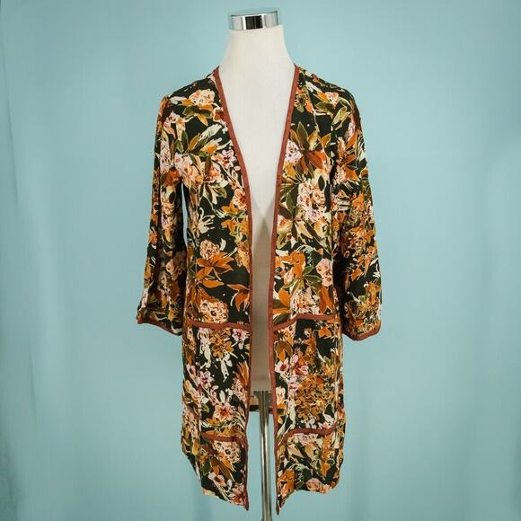 Soft Surroundings Size XS Bernadette Floral Open Front Long Sleeve Tunic Topper - Picture 1 of 6